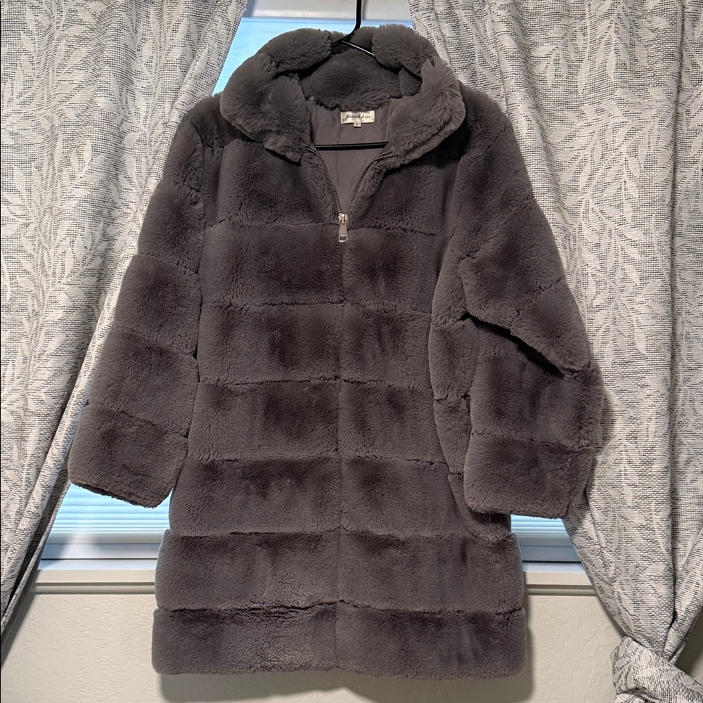 Chic Dark Gray Faux Fur Jacket